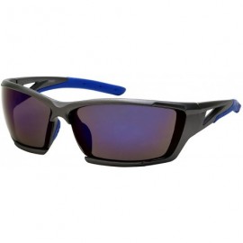 Wrap Premium Sports Sunglasses w/Color Mirror Lens 570087MMT-REV - Metallic Grey - C812K07RCG9 $10.39