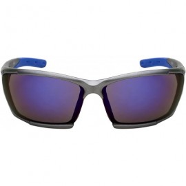 Wrap Premium Sports Sunglasses w/Color Mirror Lens 570087MMT-REV - Metallic Grey - C812K07RCG9 $10.39