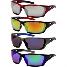 Wrap Premium Sports Sunglasses w/Color Mirror Lens 570087MMT-REV - Metallic Grey - C812K07RCG9 $10.39
