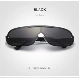 Rimless Fashion Retro Biker Fishing Polarized Sunglasses for Men - Black - C518ZSKMRIQ $26.91