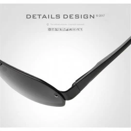 Rimless Fashion Retro Biker Fishing Polarized Sunglasses for Men - Black - C518ZSKMRIQ $26.91