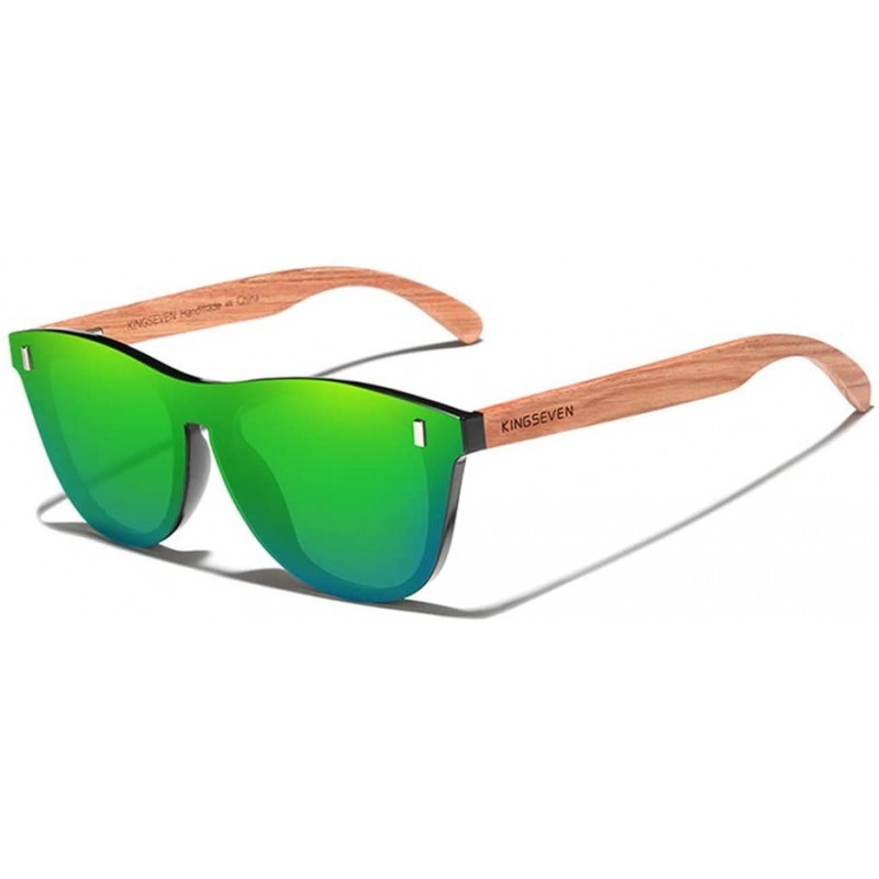 Oval Wood Sunglasses Vintage Polarized Men's Natural Wooden Eyewear Accessories - Green Bubinga Wood - CD194O6L994 $30.61