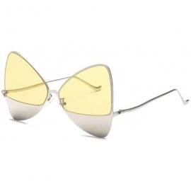 Round Chic Double Lens Metal Bottom Butterfly Bowtie Luxury Vintage Designer Triangular Cat Eye Shaped Sunglasses - C118HD5C5...