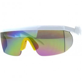 Goggle 80's Goggle Sunglasses Oversized Half Rim Ski Fashion Multicolor Lens - White Yellow - CJ18E52XLNW $14.41