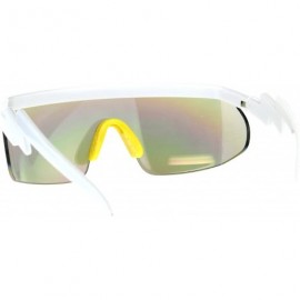 Goggle 80's Goggle Sunglasses Oversized Half Rim Ski Fashion Multicolor Lens - White Yellow - CJ18E52XLNW $14.41