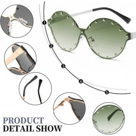 Round Classic Oval Rivet Sunglasses for Women Studded Eyeglasses UV400 Protection WS074 - CC190HOTTTQ $8.96