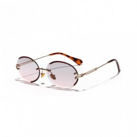 Oval 1Pair Diamond Cut Retro Oval Sunglasses Female Borderless Glasses Decor Gifts - Pink - CM199QIOEQD $7.66