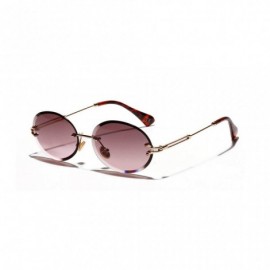Oval 1Pair Diamond Cut Retro Oval Sunglasses Female Borderless Glasses Decor Gifts - Pink - CM199QIOEQD $7.66