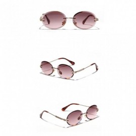 Oval 1Pair Diamond Cut Retro Oval Sunglasses Female Borderless Glasses Decor Gifts - Pink - CM199QIOEQD $7.66