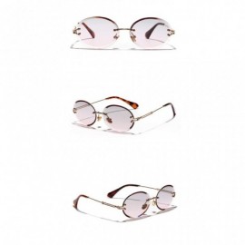 Oval 1Pair Diamond Cut Retro Oval Sunglasses Female Borderless Glasses Decor Gifts - Pink - CM199QIOEQD $7.66