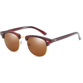 Semi-rimless Vintage Half Frame Semi-Rimless Sunglasses Men Women Classic Driving Sun glasses - Brown/Brown - C7197KWGZ28 $7.88