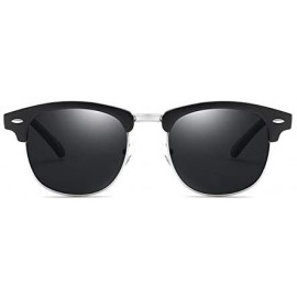 Semi-rimless Vintage Half Frame Semi-Rimless Sunglasses Men Women Classic Driving Sun glasses - Brown/Brown - C7197KWGZ28 $7.88
