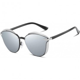 Sport Mens Polarized Sunglasses Oval Alloy Frame for Driving UV400 Protection - Silver - C818XXOQGTO $27.31