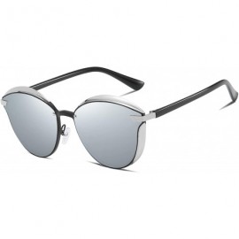 Sport Mens Polarized Sunglasses Oval Alloy Frame for Driving UV400 Protection - Silver - C818XXOQGTO $14.03