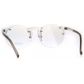 Rimless Unique Rimless Round Circle Clear Lens Eye Glasses - Brown - C1189K3O0D5 $10.50