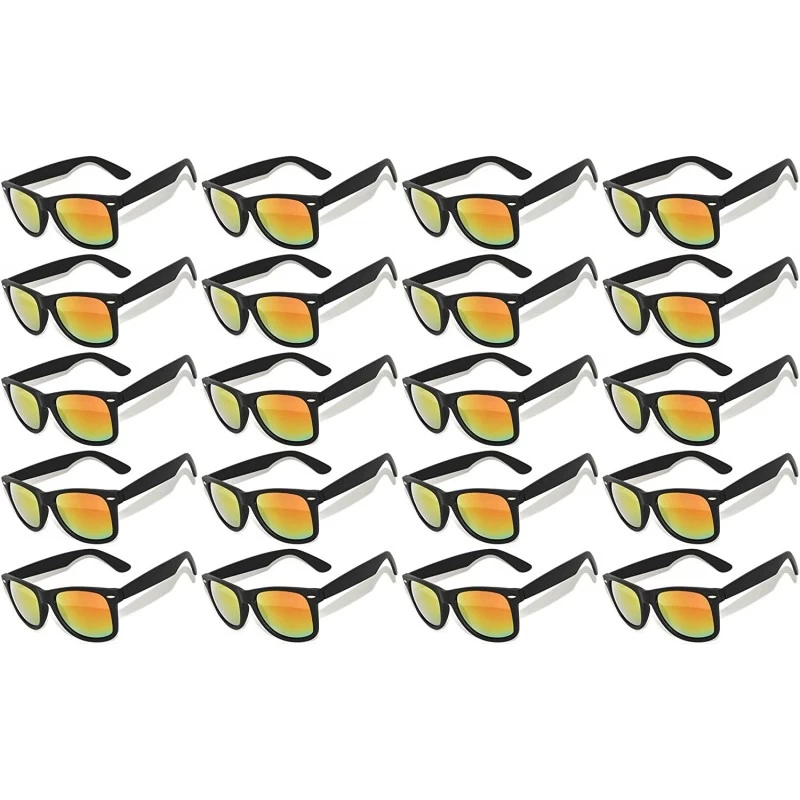 Goggle Wholesale set of 20 Pairs Mirrored Reflective Colored Lens Sunglasses Matte - 20_pack_black_mirr - CO12NSLA9IZ $68.53