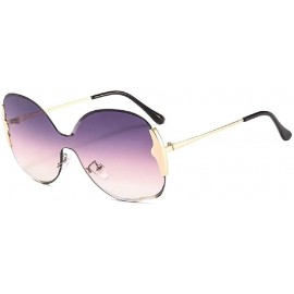 Round Rimless Sunglasses Oversized Glasses Gradient - C1197S74WSO $35.61