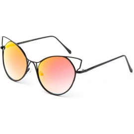 Round Kyra Oversized Round Loop Design Hoops Fashion Sunglasses for Women - Black/Orange - CR182KXXHRL $19.72
