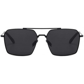 Oval Sunglasses men fashion metal frame fishing sunglasses square drive - Silver Frame White Mercury - CA190N4C0CR $32.46