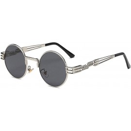 Oval Hippie Sunglasses WITH CASE Retro Classic Circle Lens Round Sunglasses Steampunk Colored - CI192RHUTMU $15.37