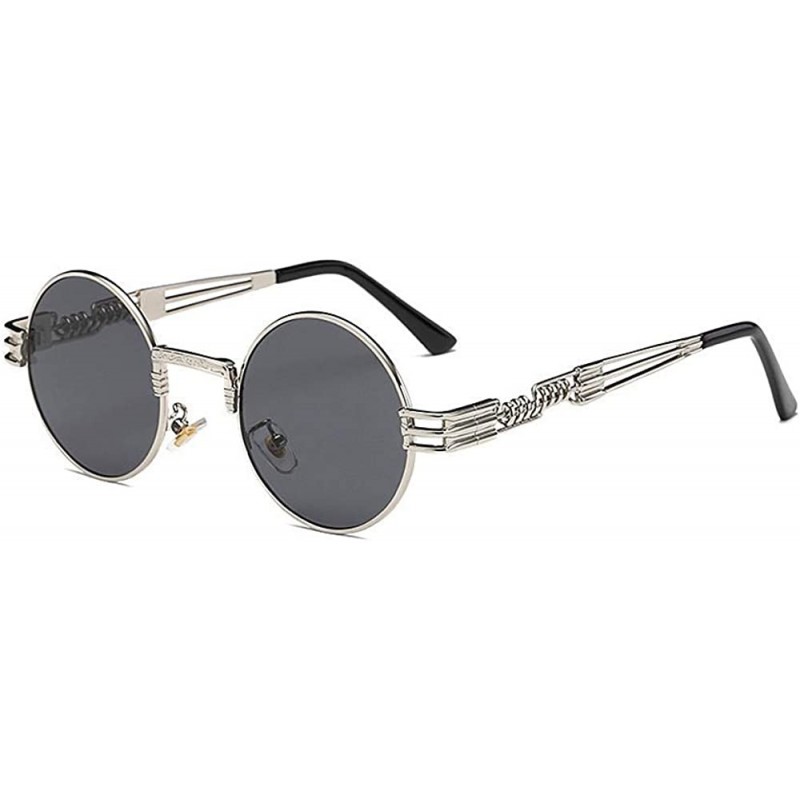 Oval Hippie Sunglasses WITH CASE Retro Classic Circle Lens Round Sunglasses Steampunk Colored - CI192RHUTMU $15.37