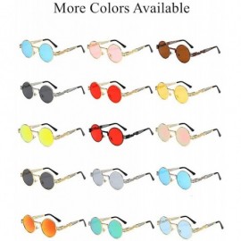 Oval Hippie Sunglasses WITH CASE Retro Classic Circle Lens Round Sunglasses Steampunk Colored - CI192RHUTMU $15.37