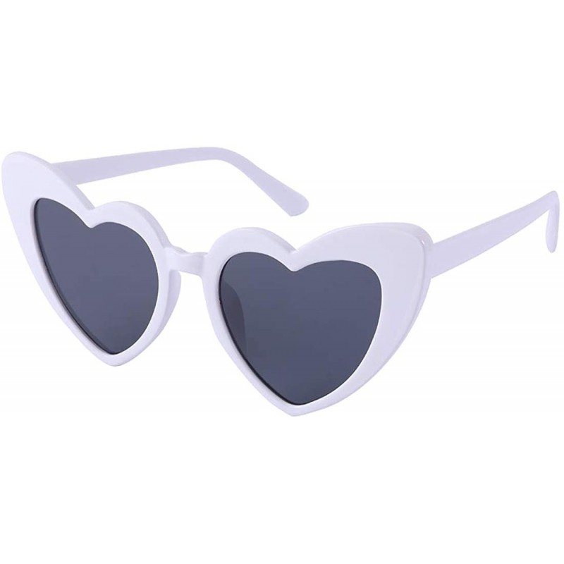 Cat Eye Heart Sunglasses Retro Cat Eye Mod Style Vintage Kurt Cobain Glasses - White Frame/ Black Lens - CV18Z98XYI6 $7.95