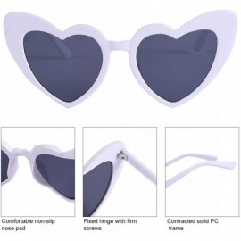 Cat Eye Heart Sunglasses Retro Cat Eye Mod Style Vintage Kurt Cobain Glasses - White Frame/ Black Lens - CV18Z98XYI6 $7.95