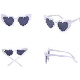 Cat Eye Heart Sunglasses Retro Cat Eye Mod Style Vintage Kurt Cobain Glasses - White Frame/ Black Lens - CV18Z98XYI6 $7.95