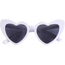 Cat Eye Heart Sunglasses Retro Cat Eye Mod Style Vintage Kurt Cobain Glasses - White Frame/ Black Lens - CV18Z98XYI6 $7.95