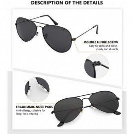 Oval Classic Polarized Aviator Sunglasses UV Mirrored Lens Metal Retro Shades - Black Grey Lens/Black Frame - C1196MAK07L $12.52