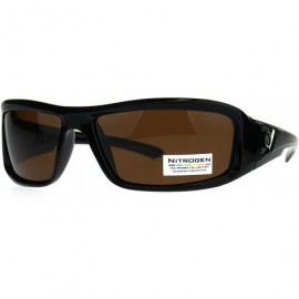 Sport Polarized Futuristic Aerodynamic Warp Sport Mens Sunglasses - Black Gunmetal Brown - C718GELLRI4 $23.80