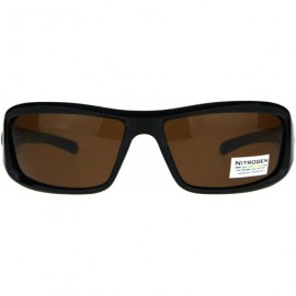 Sport Polarized Futuristic Aerodynamic Warp Sport Mens Sunglasses - Black Gunmetal Brown - C718GELLRI4 $9.40