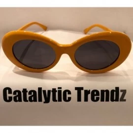 Sport Clout Sunglasses Thick Goggles Oval Frame Retro Style Bold Round Lens - Orange - C81896QXOEG $18.77