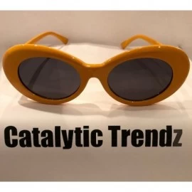 Sport Clout Sunglasses Thick Goggles Oval Frame Retro Style Bold Round Lens - Orange - C81896QXOEG $10.00