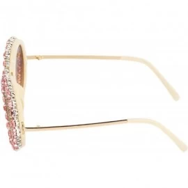 Round Women Fashion Round Pearl Frame Sunglasses UV Protection Sunglasses - Pink Rhinestone - C218U4LUZS4 $26.51