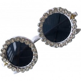 Round Round Women Sparkling Crystal Diamond Sunglasses Thick Frame - C8 - C418XK5SE95 $31.64