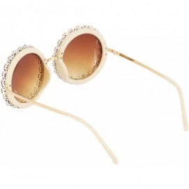 Round Women Fashion Round Pearl Frame Sunglasses UV Protection Sunglasses - Pink Rhinestone - C218U4LUZS4 $26.51