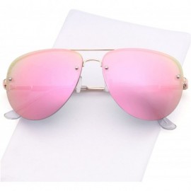 Sport Womens Oversized Aviator Sunglasses - Mirror Pink Lens on Gold Frame - CR182K09RZO $7.91