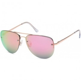 Sport Womens Oversized Aviator Sunglasses - Mirror Pink Lens on Gold Frame - CR182K09RZO $7.91