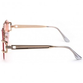 Rimless Luxury Art Deco Rimless Double Bridge Racer Designer Sunglasses - Gold Pink - CJ1999597D8 $13.98