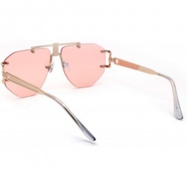 Rimless Luxury Art Deco Rimless Double Bridge Racer Designer Sunglasses - Gold Pink - CJ1999597D8 $13.98