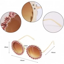 Round Women Fashion Round Pearl Frame Sunglasses UV Protection Sunglasses - Pink Rhinestone - C218U4LUZS4 $26.51