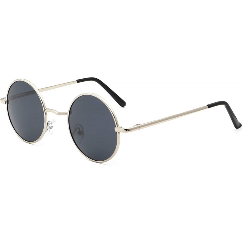 Sport Women Men Small Retro Lennon Inspired Style Polarized Sunglasses Mirrored Lens Circle Glasses - CV18282KENN $21.85