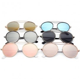 Round Fashion Designer Mirrored Polarized Round Sunglasses Fashion Eyewear - Silver/Ice Blue - C017XWD2O27 $33.13