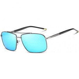 Rectangular Men's Polarized Sunglasses Rectangular Driving Alloy Frame UV400 HD - Grey Blue - C218XW6H2Z7 $13.12