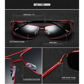 Rectangular Men's Polarized Sunglasses Rectangular Driving Alloy Frame UV400 HD - Grey Blue - C218XW6H2Z7 $13.12