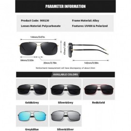 Rectangular Men's Polarized Sunglasses Rectangular Driving Alloy Frame UV400 HD - Grey Blue - C218XW6H2Z7 $13.12