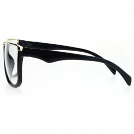 Oversized Womens Metal Flat Top Mob Oversize Rectangular Clear Lens Glasses - Gold Black - CH17X0KUTZY $9.48