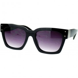 Square Designer Fashion Sunglasses Bold Retro Square Frame Unisex - Black Silver - CT11P3LUJR7 $19.37